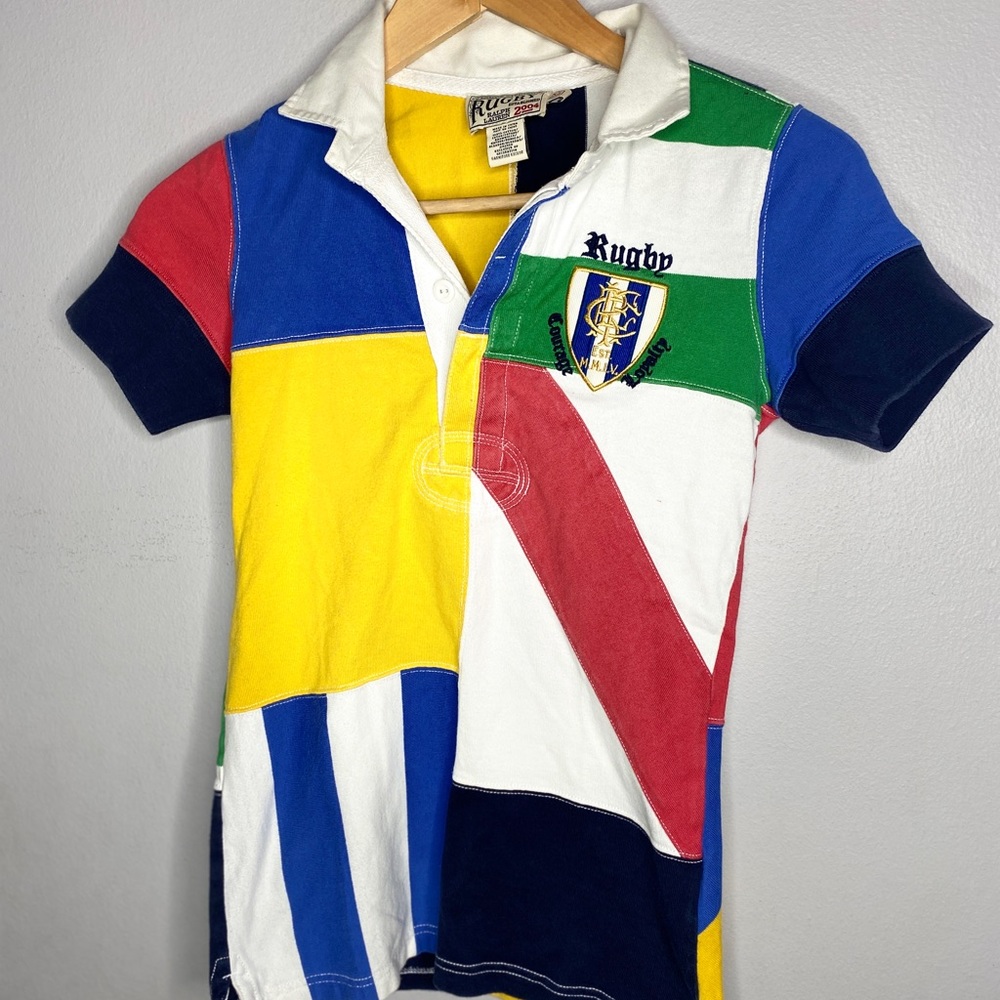 Vintage 2004 Ralph Lauren Rugby Collard Short Sleeve Shirt Women’s Size XS